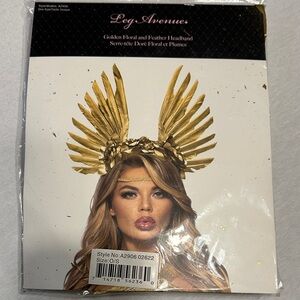 NWT, Leg Avenue Golden Floral Feather Headband